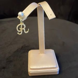 Brand new letter “R” pin; faux pearls